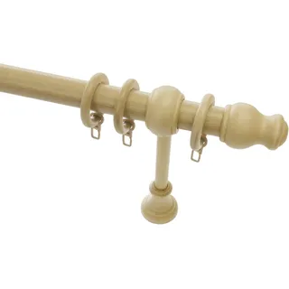 GARDINIA Gardinenstange GARDINIA "Set Holz" Gr. 3, beige (natur), L:200cm Ø:28mm, Holzwerkstoff, Gardinenstangen, 1-Lauf