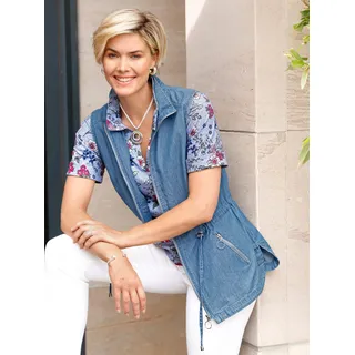 Jeansweste CLASSIC BASICS, Damen, Gr. 54, blau, bleached, 100% Baumwolle, unifarben, Westen