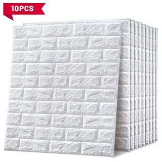 Blusmart 3D-Wandtattoo 10er-Pack selbstklebende 3D-Wandpaneele (35 cm x 38,5 cm, wasserfeste Tapete, Wohnzimmertapete, Wohndeko), Geeignet für Schlafzimmer, Wohnzimmer, Küche, TV-Wände und Wohndeko weiß