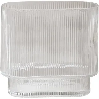 Klare Glasvase Mit Geriffeltem Muster, U-förmig, Ideal Für Blumensträuße Und Als Dekoration, 18 Cm Hoch, 20 Cm Breit An Der Öffnung, Modell B, 1030 G