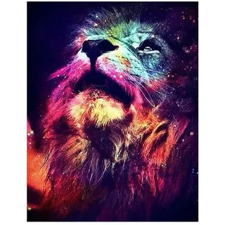 DCIDBEI Löwe Diamond Painting - Groß 40x50cm Malen Nach Zahlen Für Erwachsene Und Kinder - 5D Sternzeichen Universum Mit Eckigen Steinen