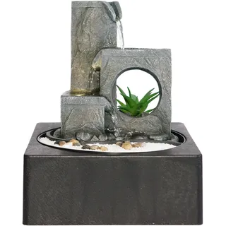 Dehner Zimmerbrunnen Mana, mit LED-Beleuchtung, ca 23x27x23 cm, Polyresin, grau
