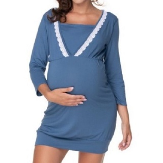 PeeKaBoo Umstandsnachthemd Stillnachthemd Nachthemd Schwangerschaft Stillen blau L/XL