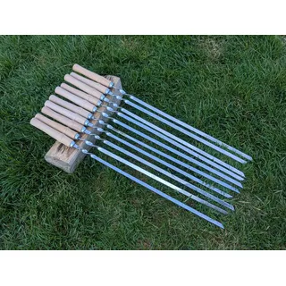 Edelstahl Grillspieße Set 10 St mit Holzgriff 58 cm Fleischspieße Schaschlikspieße 2 mm
