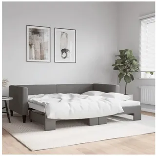 LuxusKollektion Schlafsofa Tagesbett Ausziehbar Schlafsofa 90 x 190 mit Bettkasten Dunkelgrau grau