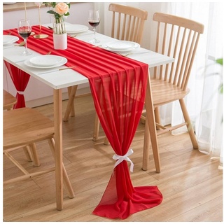 Lollanda Tischläufer Chiffon-Tischläufer Chiffon Tischdeko Hochzeitsdeko, 3m x 70 cm rot