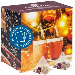 Corasol Adventskalender Paare Tee für Zwei 24 x 2 Teemischungen Pyramidenbeutel