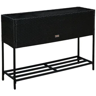 Estexo Polyrattan Hochbeet 100 x 30 x 70 cm Schwarz