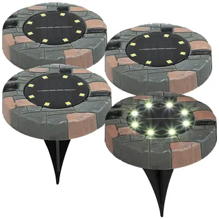 Lunartec Bodenlampe Garten: 4er-Set Solar-Akku-Bodenleuchten mit 8 LEDs, warmweiß, IP44 (Bodenleuchten Garten, Solarlampen Boden, Töpfe)