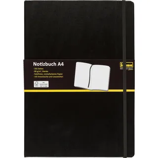 Idena, Heft + Block, Notizbuch A4 blanko schwarz FSC-Mix (Harter Einband)