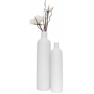 GlasArt handmade Dekovase Tischdeko Weiß Blumenvasen flaschenform Wohnzimmer Schlafzimmer 50cm
