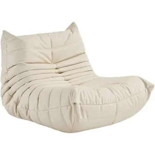 SANTUO Togo Sofa, lässiges Faules Sofa Schlafzimmer Wohnzimmer kann Sich hinlegen und schlafen, Einzelsessel, NAPA-Leder verschleißfest und Kratzfest(Weiß,103X88X70CM)