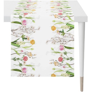Apelt Tischläufer Blumen 46 x 140 cm Mischgewebe Weiß