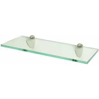 dieGlasschmiede Wandregal Glasregal Klarglas 20 - 100cm, Wandablage Glasablage Ablage Regal Glas, inkl. 2 Wandhalter aus Metall weiß 90 cm x 10 cm