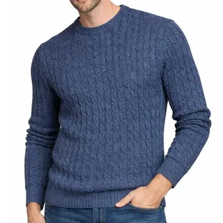 Xact Herren Strickpullover mit Zopfmuster – Warmer Rundhalspullover für Herbst & Winter, Weich & Atmungsaktiv (Oat Grey Marl) XXXL - M