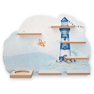 Kreative Feder Wandregal MUSIKBOX-REGAL Leuchtturm, für TONIE-BOX und TONIES inkl. 40 Metallplättchen blau