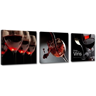 Visario Leinwandbilder 4203 Bilder auf Leinwand Bild 150 x 50 cm Wein Küche DREI Teile