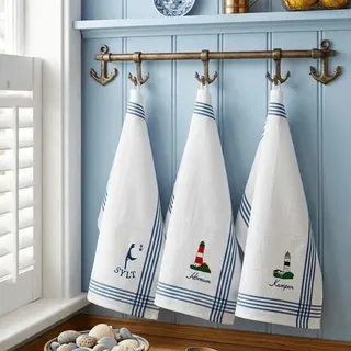 osters muschel-sammler-shop 3er Geschirrtuch Set mit Sylter Motiven/Sylt/Nordsee/Maritim/Meer/Wasser/Boot/Schiff/Sylt- Geschenk- Artikel
