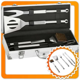 Grillbesteck Grillset Grillzubehör BBQ Barbecue Besteck Edelstahl Grillkoffer