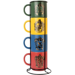 GRUPO ERIK Tasse Harry Potter Kaffeetassen Set 4er Hogwarts Häuser - Kaffeebecher Keramik Gryffindor, Slytherin, Ravenclaw und Hufflepuff - Tassen Set Mug je 300 ml