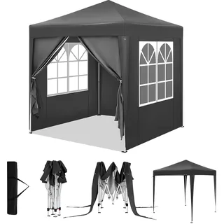 WOLTU Pavillon, Faltpavillon 2x2 m, mit 4 Seitenwänden, Partyzelt wasserabweisend UV-Schutz 50+, höhenverstellbarer Gartenpavillon, mit Tragetasche, für Outdoor Garten Camping, Anthrazit