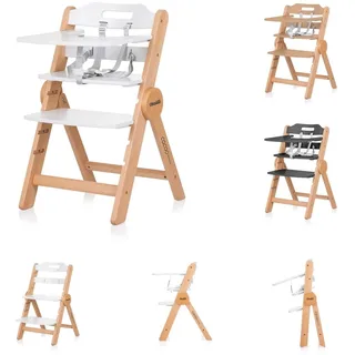 Chipolino Kinderhochstuhl Cacao Holz, Treppenstuhl, Beinstütze, klappbar, Gurt, Farbe:weiß