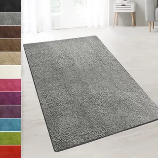 casa pura Shaggy-Teppich Barcelona (Grau, 200 x 250 cm) | Weicher Hochflor-Teppich aus Polypropylen mit rutschhemmendem Action-Back-Rücken