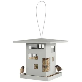 Umbra Vogelhaus Bird Cafe in Grau, Moderner Vogelfutterspender zum Aufhängen aus Kunststoff grau