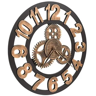 tinkaro Uhr Wanduhr BURAK Metall Wohnzimmeruhr Gold/Schwarz goldfarben