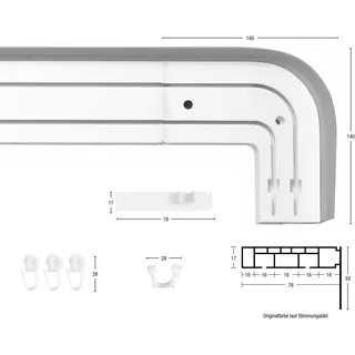 Schienensystem GARESA "Kunststoffschiene mit Blende" Gardinenstangen Gr. L: 360 cm, 2 läufig, weiß (eschefarben, weiß) Gardinenschienen seitlich mit 2 Rundbögen (kein Spalt zwischen Vorhang und Wand)