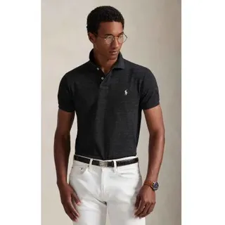 Polo Ralph Lauren für Herren. 710536856031 Slim-Fit Piqué-Poloshirt schwarz (L), Lässig, Baumwolle, Kurzarm
