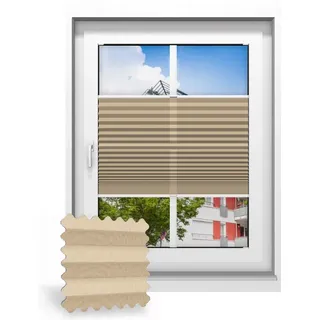 Plissee ohne Bohren nach Maß, Beige-Orange 117060, 30 x 80 cm, Plissee individuell maßangefertigt