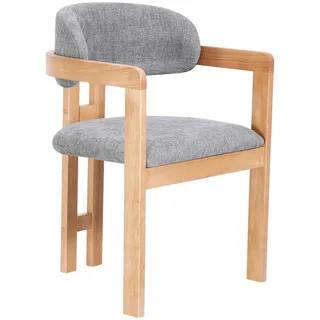 Livetastic Armlehnstuhl, Grau, Eiche, Holz, Textil, Kautschukholz, massiv, eckig, 60x80x52 cm, Esszimmer, Stühle, Esszimmerstühle, Armlehnenstühle