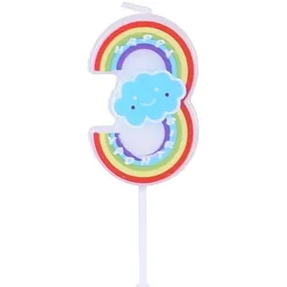 Regenbogen-geburtstagskerze Mit Der Zahl „3“