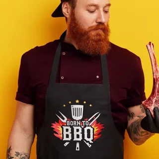 Monsterzeug Grillschürze Achtung Born to BBQ Motiv - Kochschürze für Männer