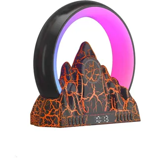 LINTRY Lichtwecker mit 15W Wireless Charger, Wake Up Light Smart Wecker Simuliert, Radio, Sonnenaufgang Bluetooth Lautsprecher APP Steuerung 16 Mio. Nachtlicht 256 Lichtmuster