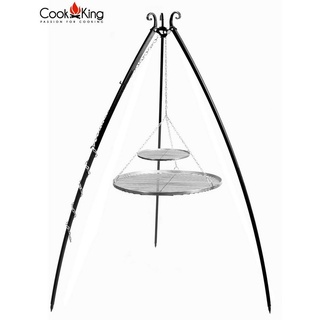 CookKing Feuerstelle Schwenkgrill 200 cm - Doppelrost aus Edelstahl 80