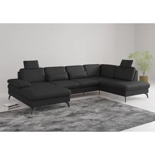 sit&more Wohnlandschaft SIT & MORE "Morris Jubi", schwarz, B:335cm H:82cm T:212cm, Sofas, Wohnlandschaft, wahlweise mit Armteilverstellung, Bettfunktion & Bettkasten