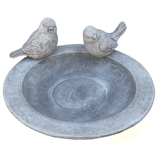 stoneandstyle Vogeltränke Teller 2 Vögel Vogel (Steckbar) Garten Deko Steinguss frostfest Steinfigur