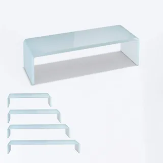 bijon TV Aufsatz Glas Bildschirm-Erhöhung | PC Monitor-Erhöhung, Schreibtisch-Aufsatz für Laptop Erhöhung, Monitor-Erhöhung | (B/T/H) 550x250x110mm - superweiß