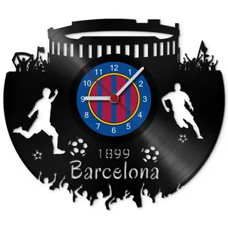 GRAVURZEILE Schallplattenuhr Barcelona - 100% Vereinsliebe - Upcycling Design Wanduhr aus Vinyl Made in Germany