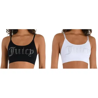 Juicy Couture Damen 2er Pack Nahtloser Komfort Lounge Wirefree Bralette, Schwarz/Weiß, Large - L