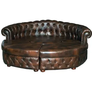 Chesterfield Rundsofa Ledersofa Runde Sofa XXL Wohnlandschaft Eckcouch Ecksofa - Braun