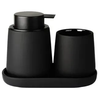 Schwarz Badezimmer Set Umlaca Bathroom Accessories,3-teiliges Zubehör Enthält 350ml Seifenspender,320ml Zahnputzbecher und Seifenschale,Geeignet fü