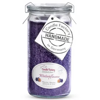 Landshop24 Duftkerze Candle-Factory Duftkerze aus Stearin im Weckglas Mini Jumbo (Duft: Winterpflaume), brennt bis zu 70h