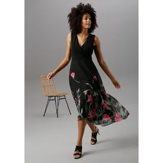 Aniston SELECTED Sommerkleid Floral Schwarz/Rot/Grün 40