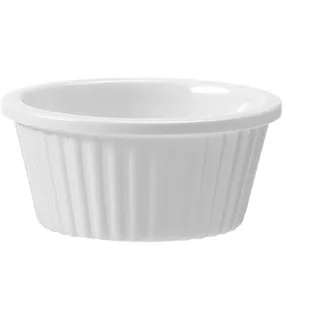 HENDI Auflaufförmchen, 1 stück, Geriffelt, Bruchfest, Temperaturbeständig von -20° bis 70°C, Creme Brulee Schälchen, Souffle Förmchen, Ramekin, Dessert-Schalen, 35ml, ø60x(H)25mm, Melamin, Weiß