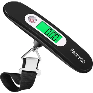 FREETOO Gepäckwaage Tragbar, Lcd-digitalanzeige, 50 Kg, Silber/schwarz