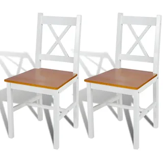vidaXL Esszimmerstuhl Kiefernholz weiß 2er Set