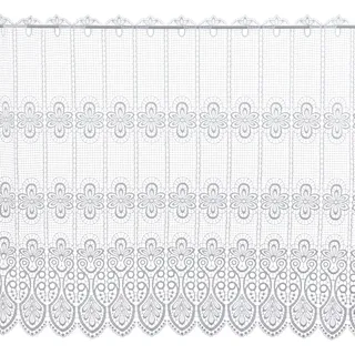 Plauener Spitze Original Gardine - Scheibengardine für Stangendurchzug Oben, hochwertige Stickerei als Guipure Spitze, Höhe 83 cm, Breite 176 cm, Farbe Weiß